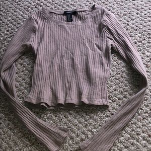 Tan long sleeve crop top